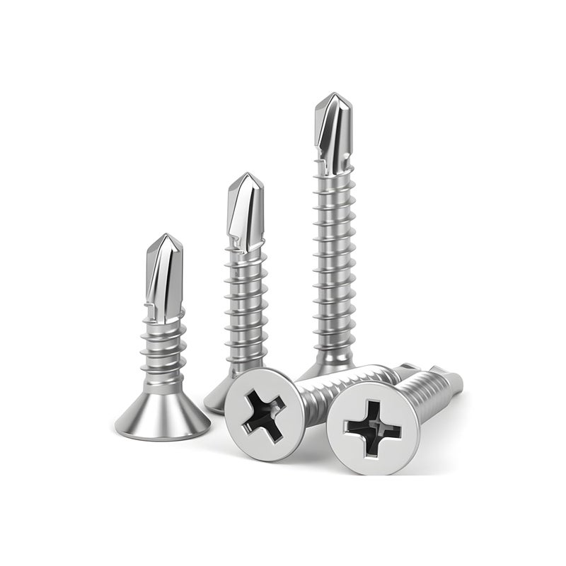 HEXPHANT #8 x 1 (100 Pack) Flat Head Phillips Drive Sheet Metal Screws, Stainless Steel 410 Self Drilling Screws,Countersun Head Fast Self-Tapping Screws for Metal, Plastic, Wood - Image 2